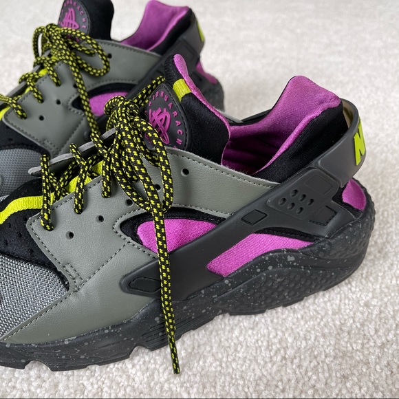 Nike air huarache run su river rock bright cactus black grey purple - Picture 12 of 13